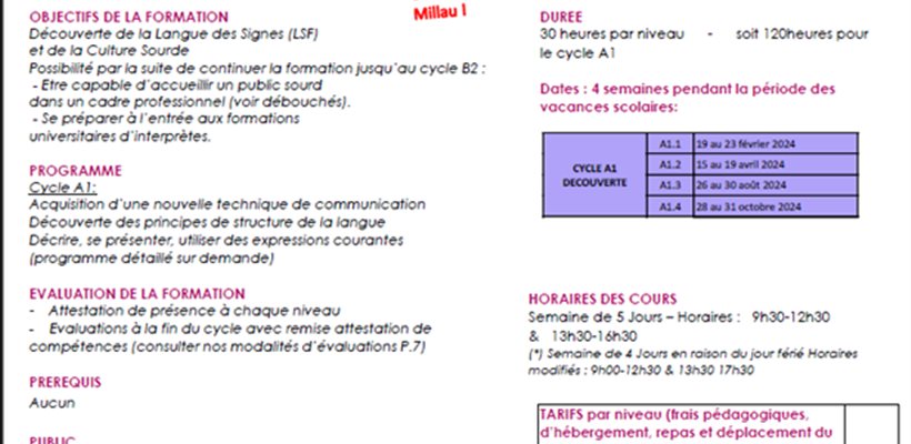 Programme LSF 2024 à Millau